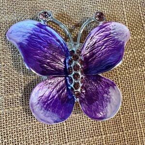 Purple Butterfly Brooch Magnetic Fasten